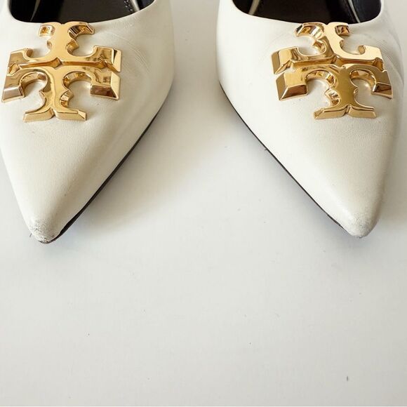 Tory Burch Womens Eleanor Leather Cream Old Money  Pointed Toe Pump Sz 5.5 - Picture 4 of 9